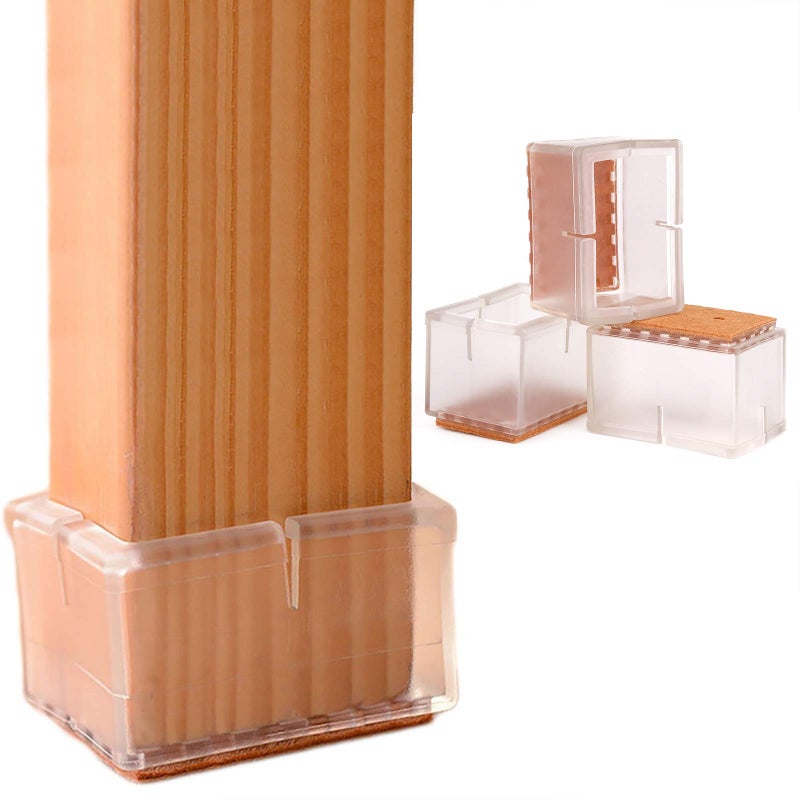 Anwenk Chair Leg Floor Protectors Rectangular Fit Length 1-15/16" to 2-1/16" & Width 15/16" to 1-3/16" Large Chair Leg Caps Silicone Table Chair Feet Protectors with Felt Pads (16Pack) - Image 1